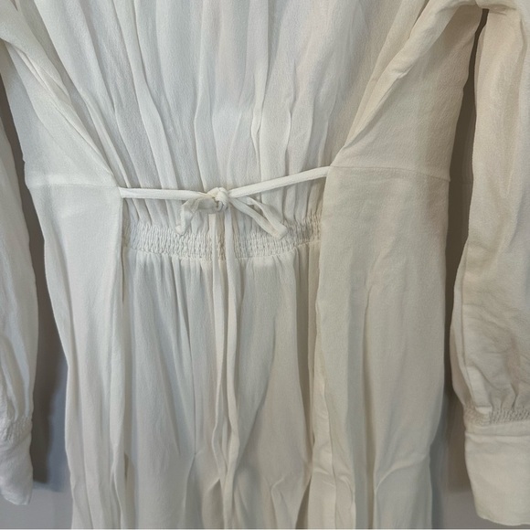 All Saints White Long Buttoned Sleeve Crewneck 100% Cupro Dress Sz L GUC - Picture 10 of 12